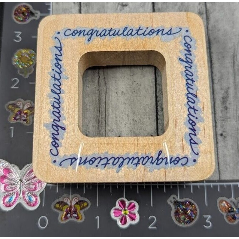 Stampendous Congratulations Frame Nestling QN002 Rubber Stamp Wood #E84